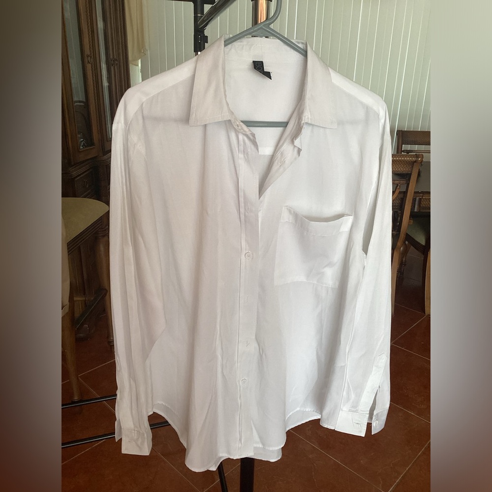 65. White Long Sleeves Button down shirt long sleeves